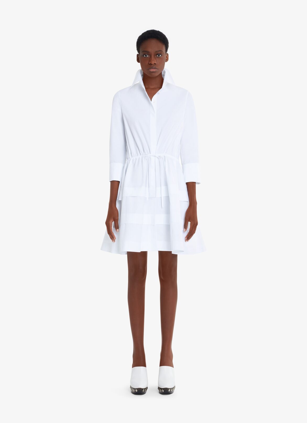 SHORT OPEN-BACK JAPANESE POPLIN DRESS ALAÏA WHITE SHORT OPEN-BACK JAPANESE POPLIN DRESS